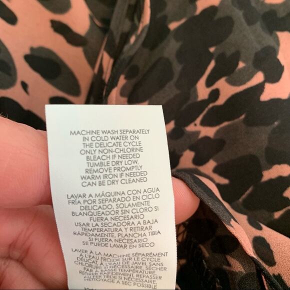 Cabi pink black gray camo animal print tie neck top style #3148 size Small - Picture 13 of 13